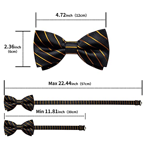 Image of DiBanGu Paisley Pre-Tied Bow Ties for Men Silk Adjustable Bowtie and Pocket Square Cufflinks for Wedding Party