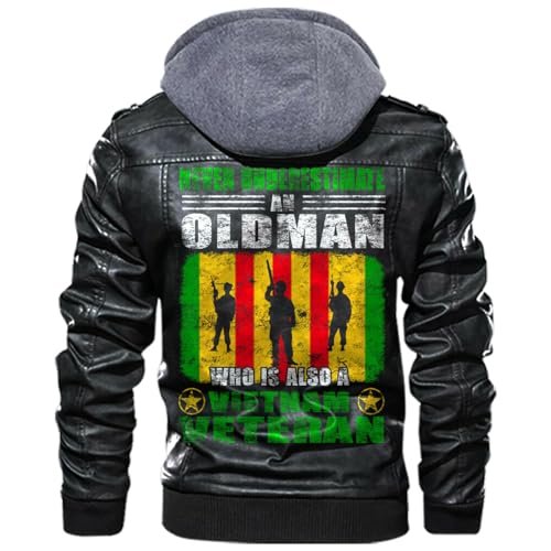 Never Underestimate an Old Vietnam Veteran Leather Jacket Vest Personalized Vietnam War Ribbon