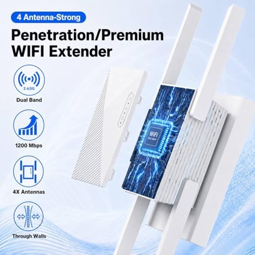 WiFi Extender Signal Booster New Gen 5X Faster Than Ever Signal Amplifier for Home, Longest Range Internet Boosters WiFi Repeater with Ethernet Port Coverage up to 10000 Sq. Ft