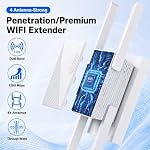 WiFi Extender Signal Booster New Gen 5X Faster Than Ever Signal Amplifier for Home, Longest Range Internet Boosters WiFi Repeater with Ethernet Port Coverage up to 10000 Sq. Ft (White)