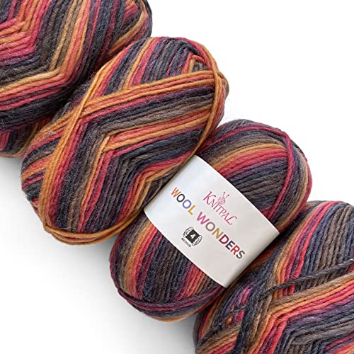 Image of Wool Wonders Yarn for Crocheting, 4-Pack (640Yds / 400G), Free Patterns - Wool Yarn for Knitting - Aran /Heavy #4 Medium Worsted Weight - Gray Marigolds