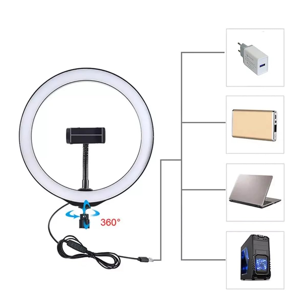 Lampa pierścieniowa LED ze statywem, 30 cm, 220 cm, pilot zdalnego sterowania, zasilanie USB, 3 tryby świecenia, 10 poziomów jasności, 80 W do makijażu, streamingu, selfie