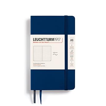 LEUCHTTURM1917 - Notebook Softcover Pocket A6-123 Numbered Pages for Writing and Journaling Dotted, Navy