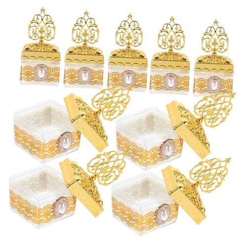Frcolor 12個ボックス 小型再利用可能パーティー用 ディ収納ケース 金色レ