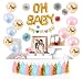 Logui Baby Gender Reveal Party Supplies Set | Gender Reveal Decorations W/ Foil Gold Oh Baby Balloon, Latex Balloons, Paper Fans, Blue, Pink, Gold Tassel and Banner. Gender Neutral Baby Shower Decorations