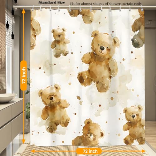 Rideau de douche rustique ours aquarelle étanche bain - 5