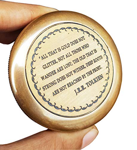 Brass Nautical - Brass Compass with Leather Case J.R.R. Tolkien Directional Magnetic LOTR Compass for Graduation Day Navigation/Pocket Compass for Camping, Hiking, Touring/Gift for Him - Thumbnail 7