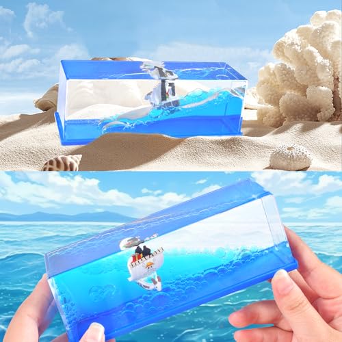 FGen Kreuzfahrtschiff Fluid Drift Flasche,Unsinkable Boot In Einer Box,Flasche, Acryl Unsinkable Boot In Einer Box,Schiffsmodell-Dekor,Büro Und Haus Bootslauf Dekoration