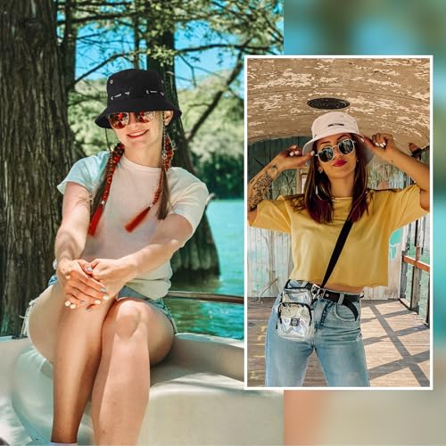 Image of Didaey 12 Pcs Bucket Hat Summer Adjustable UV Protection Hat Bulk Wide Brim with Strings for Beach Camping Hiking