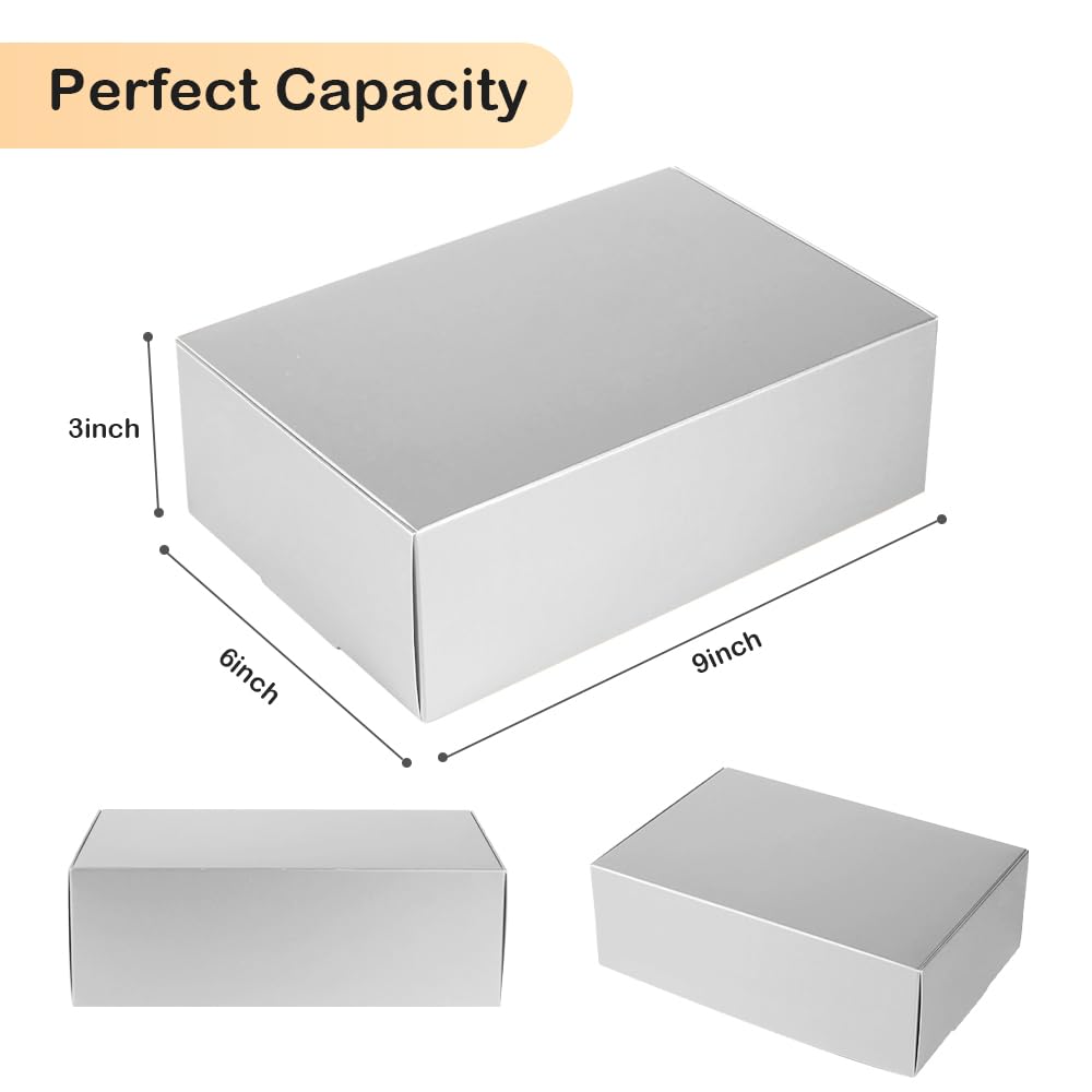 NEWSNOW 10 sztuk pudełek prezentowych, 23 x 15 x 7,6 cm, pudełka na oświadczyny dla druhny, pudełka na prezenty premium, prezent ślubny, święta, przyjęcie urodzinowe i Boże Narodzenie (srebrne)