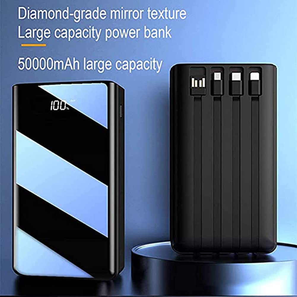 Banco de energía de 80000 mAh con cable integrado, cargador portátil, cargador externo para teléfono con pantalla LED y linterna, batería externa [7 salidas, 4 entradas], carga rápida para teléfono