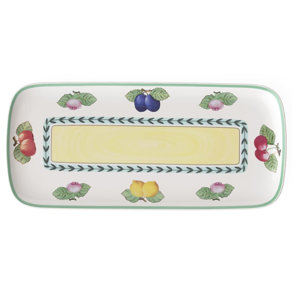 Villeroy & BochCharm and Breakfast French Garden Cake Plate, 35 x 16 cm, Premium Porcelain, White/Colourful