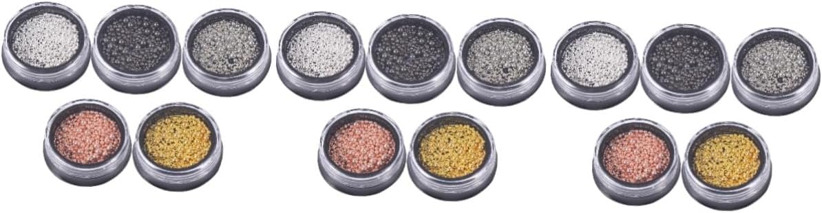 minkissy 15sets Metal Nail Art Beads Nail Beads for DIY Elegant Manicure Decorations Art Supplies Kit