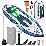 ZLX 11'6''x42'' Extra Wide Inflatable Fishing Paddle Board for Adults- Stable Non-Slip Deck Pad, Dual Reinforced Sides & Quiet Glide, 400lb Capacity SUP, Rod Holder, Camera Mount (Abyss Voyager)