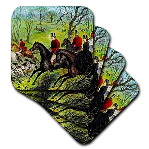 3drose Scenes from the Pastマジックランタン – Life Ofキングエドワード NO。26 The Fox Huntヴィンテージマジックランタン1910 – コースター set-of-8-Soft cst_246092_2
