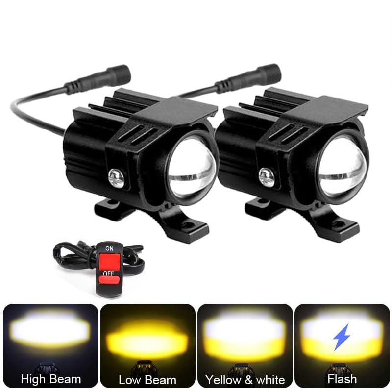 Faros Motocicleta Faro LED para Motocicleta LED Antiniebla | Faro auxiliar LED 12-24V luz antiniebla blanca lámpara punto adicional para moto Para cross ATV patinete eléctrico Quad