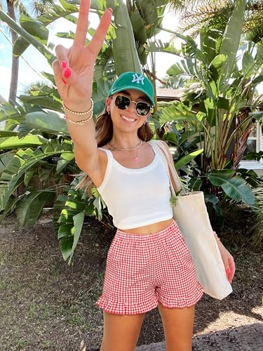 Image of Boxer Shorts for Women Pajama Gingham Shorts Casual Lounge Sleep Plaid Y2K Beach Bottoms for 2026 Summer