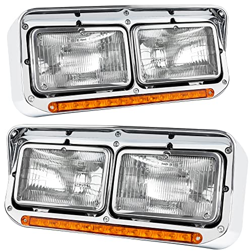 Avsty Led DRL Headlights Assembly for Kenworth T400 T600 T800 W900 K100 C500 1984-2020 Peterbilt 378 379 1987-2007 Western Star 4900 1980-2018 Freightliner FLD120 Classic XL 1995-2010