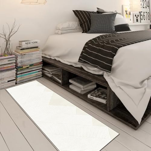 Alfombra de pasillo beige a rayas de 50 x 350 cm para pasillos y cocinas 3