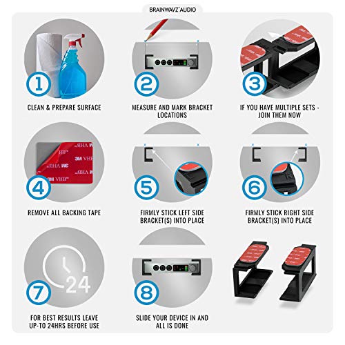 Screwless 1.5" Wide Horizontal Cable Box Mount, Modem, Router, Mesh, Streaming Media Devices & More | Mount Horizontally Any Device Upto 1.5" Wide & 4Lb, Strong Vhb Adhesive, No Tools By Brainwavz #TOP7