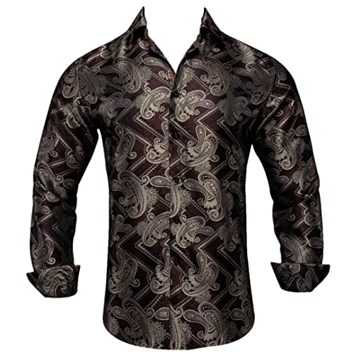 Chemises à manches longues homme gris bleu noir business social jacquard en soie taille XXL
