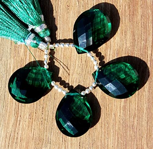 Quartz vert briolette poire facettée 15x20 mm LKBEADS pour création bijoux