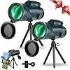 80×100 High Powered Monocular Telescope 2 Packs with Smartphone Holder & Tripod, HD Monocular for Adults with BAK4 Prism & FMC Lens for Hunting Star Bird Watching Wildlife Camping Hiking
