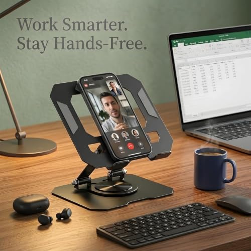 Image of Fugetek Metal Tablet Stand 360 Rotating | Adjustable Desk Holder Mount