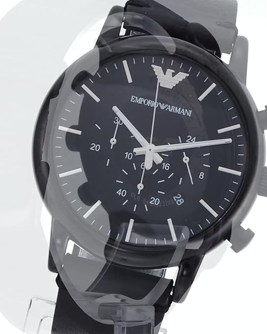 Amazon.co.jp: Emporio Armani メンズ クロノグラフ ブラックレザー