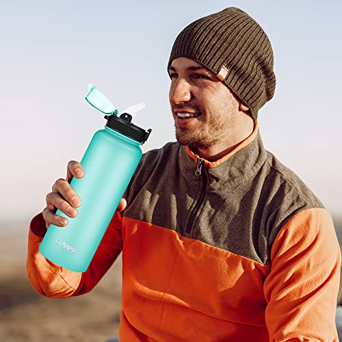Goppus 40 Oz Insulated Water Bottle With Straw Stainless Steel Sports Water Cup Flask With 3 Lids (Straw, Spout And Handle Lid) Wide Mouth Resusable Metal Water Bottles Keep Hot And Cold For Men Women #TOP6