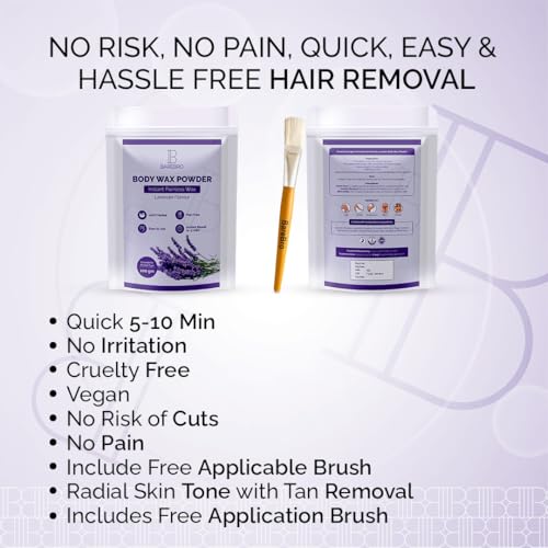 Image of Lavender Hair Removal Wax Powder for Women & Men | Professional & Painless Herbal Wax Powder with Natural Ingredients for All Skin Types | Quick, Easy to Apply Hair Removal for Smooth Skin with No Irritation or Skin Rashes 100 Gms