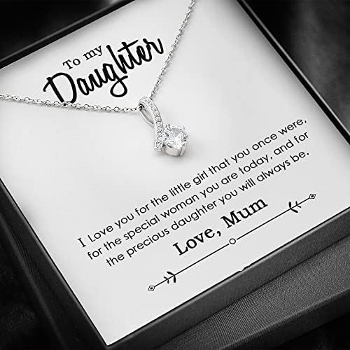 Gift for Daughter, Necklace Gift Message from Mum to Daughter jewellery Birthday Gift for Girls Mother gift to Daughters Personalised Love Necklace for Her, Silver