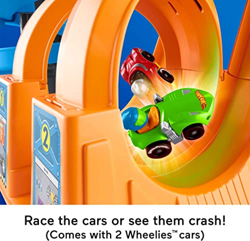 Fisher-Price Little People Toddler Playset, Hot Wheels Racing Loops Tower, Spiral Racetrack With Stunt Ramp And Sounds #TOP4