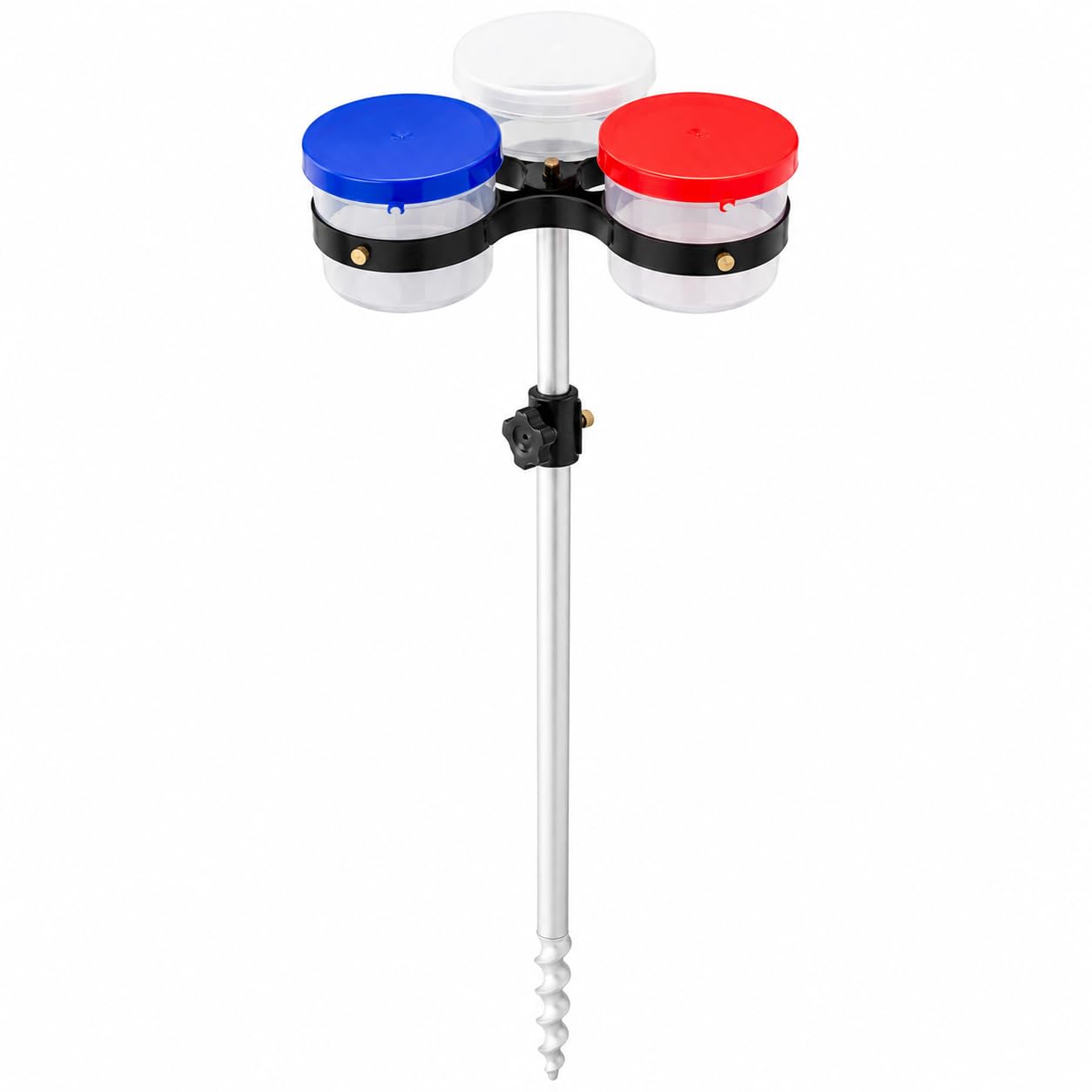 3 Compartment Fishing Bait Box Stand with Adjustable Ground Spike