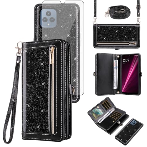 Étui T-Mobile Revvl 6 5G avec fermeture éclair et protège-écran pour femme