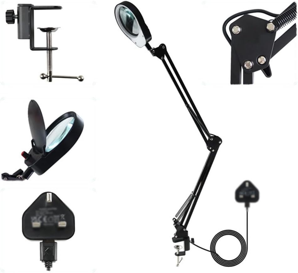Clip Type Cantilever Bracket with Light Magnifying Glass, Electronic Repair, Embroidery Reading(10x)
