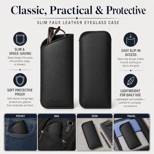 Image of Mens Slim Half-Clip Case in Black or Brown (Black (No-Clip)) - 12PACK