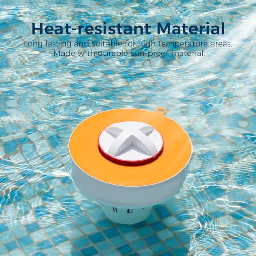 POOL FELLOWS Pool Chlorine Tablet Dispenser for 3 inch Tablets, Floating Chlorine Tbalet Holder with Reminder and 3 Ajustable Release, Durable Chlorinator for Swimming Pools, Large Size, Orange - Image 5