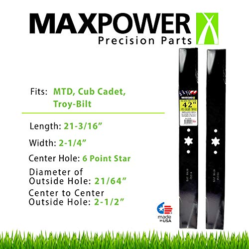 MAXPOWER 561556B (2) Blade Set For 42" Cut MTD, Cub Cadet, Troy-Bilt Replaces OEM No. 742-04308, 742-04312, 942-04308 - Image 4
