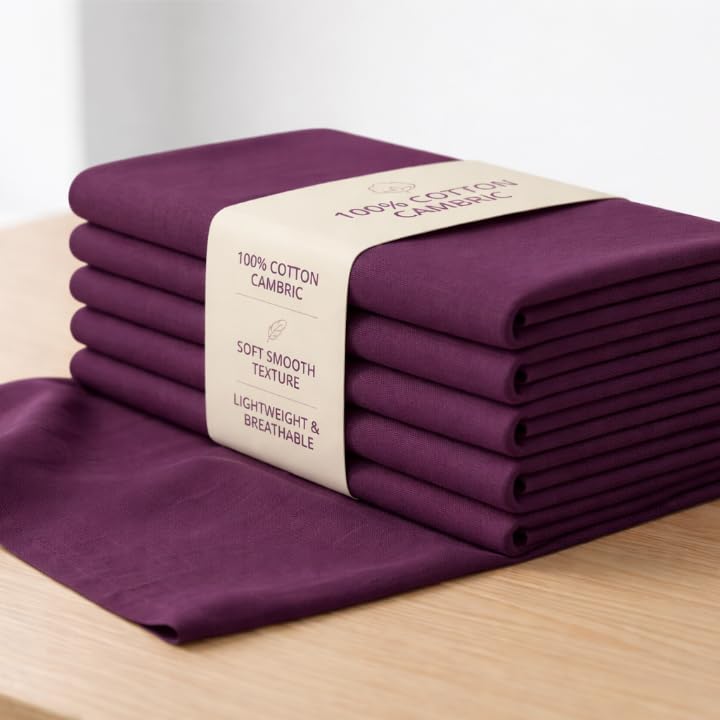 Image of Soimoi Purple Solid 60 * 60's Cotton Cambric Fabric by 2 Yards, 56 Inch Wide Light Weight Material Suitable for Kurtis, Blouses, Kids Clothing, Tunics, Dresses and Summer Apparel