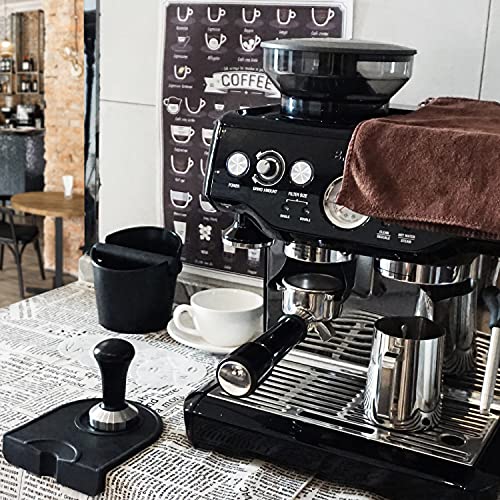 Yolococa 51mm Kaffee Tamper Set 304 Edelstahl Base Kaffeepresse Espresso Tamper mit Tampermatte, Milchkännchen, Barista Handtuch, Latte Art Stift und Dekoschablonen