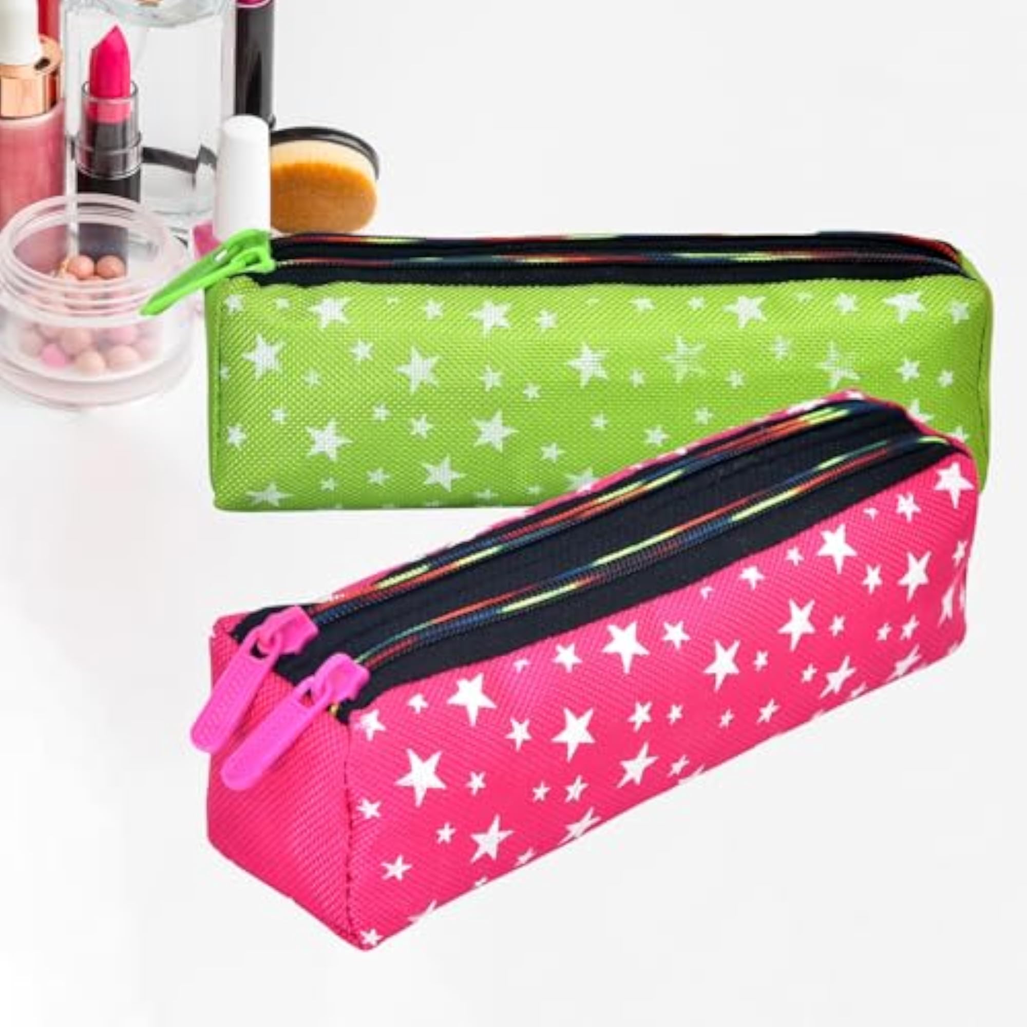 Pack of 2 Rexine Travel Makeup Pouches, Multi-Colour