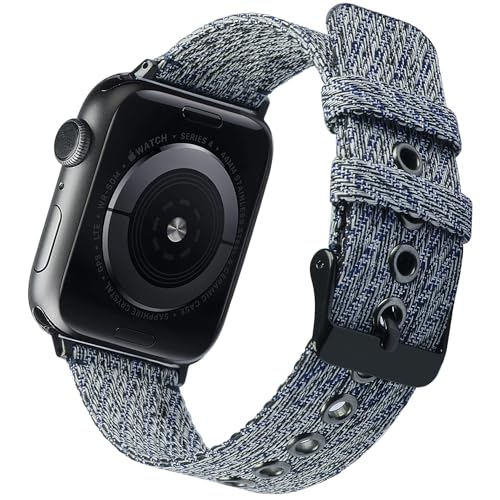 SINGEAR Stripe Cloth Watch Strap Compatible for Apple Watch Band 38 40 41 42 44 45 46 49mm, Nylon Sport Wristband Replacement for iWatch Ultra Series 10/9/8/7/6/SE/5/4/3/2/1 — view 2
