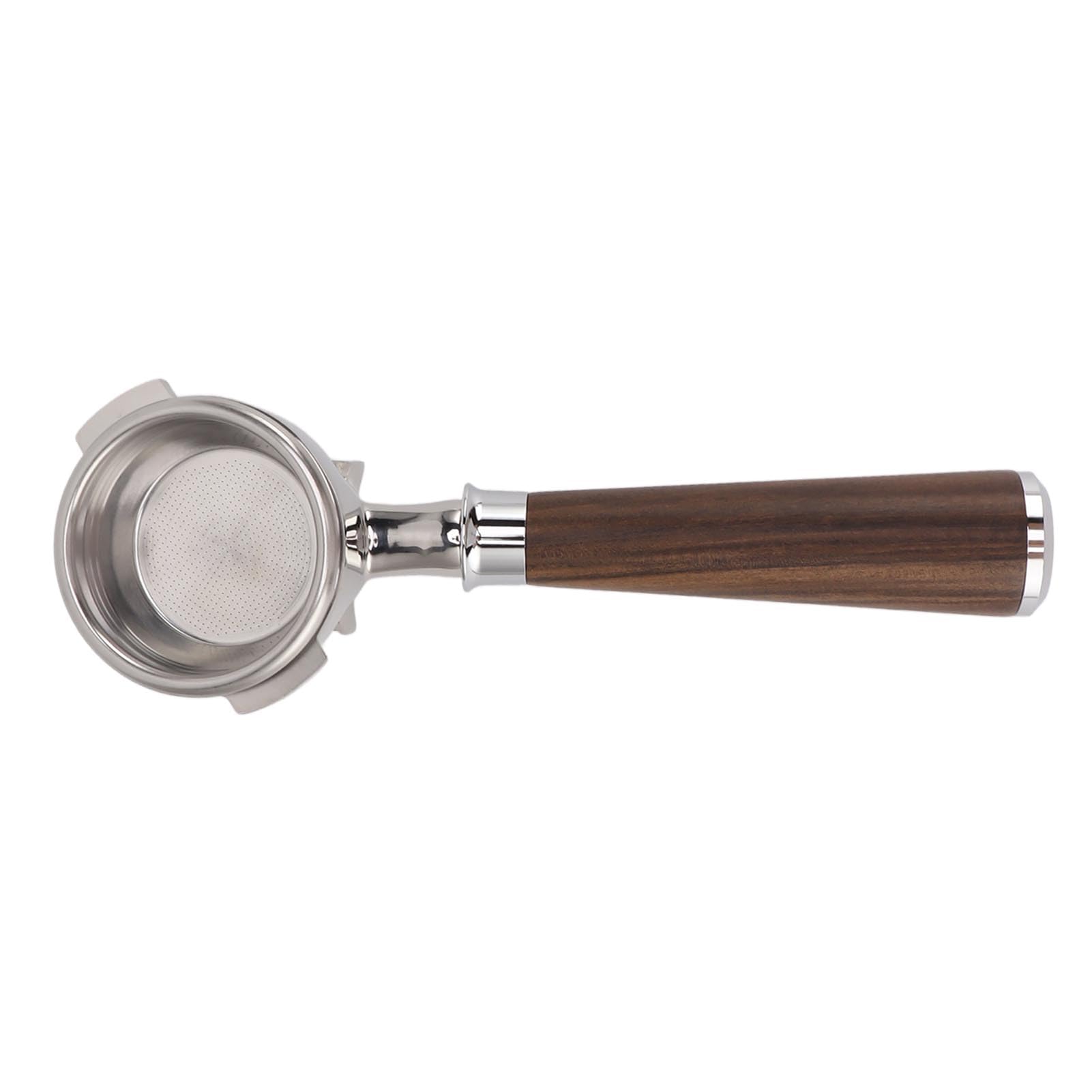 Kaffeezubehör, 2 Ausgießer, Holzgriff 58 Mm, Filterhalter für Kaffeemaschinen aus Edelstahl für die Küche (Geben Sie einen schwarzen Säurezweig ein)