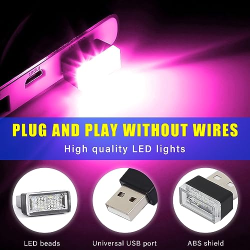 image for Augeny 4 PCS USB LED Car Interior Atmosphere Lamp, Plug-in USB Decor N