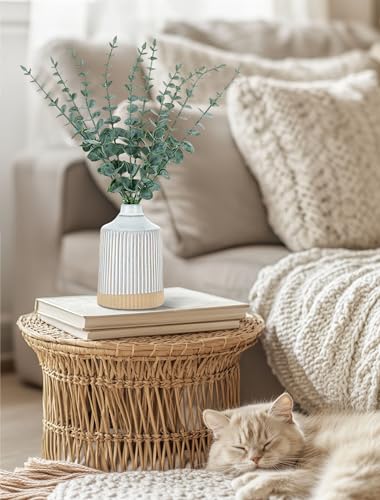BLOSMON Boho Room Decor Plant: 2 Vases with 20 Synthetic Eucalyptus Stems for Lavatory Bed room Kitchen - Faux Vegetation Farmhouse Desk Centerpieces Decorations - Image 6