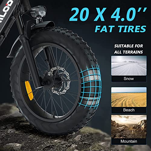 YANGAC 20'' Electric Bikes, Fat Tire Electric Bike for Adults, with 250W Power Motor, 48V 13Ah Removable Li-Ion Battery… - Image 7