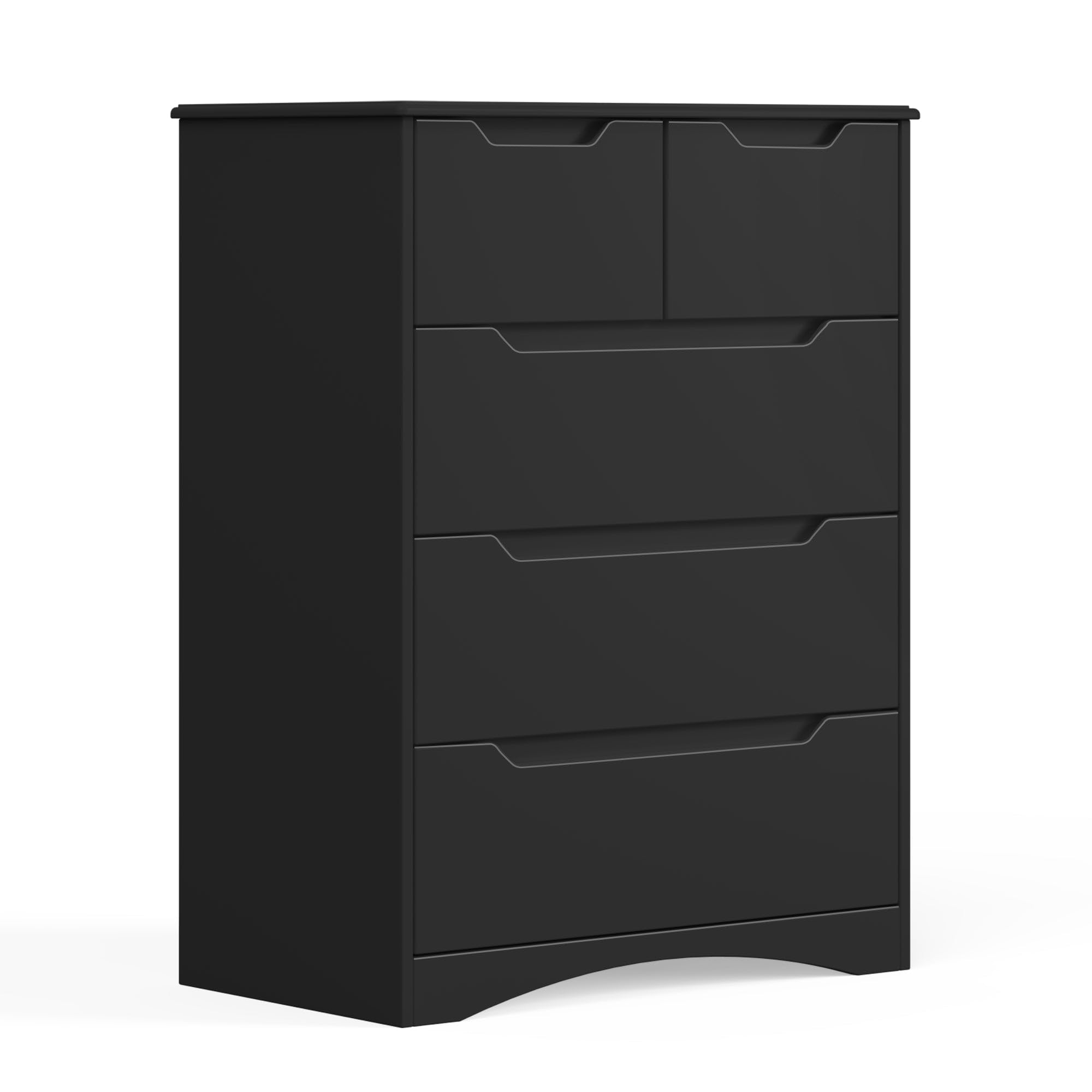 Gizoon 5 Drawers Chest, Black Dresser for Bedroom with Large Storage Capacity, Chest of Drawers with Embedded Handle, Sturdy Anti-Tripping Device