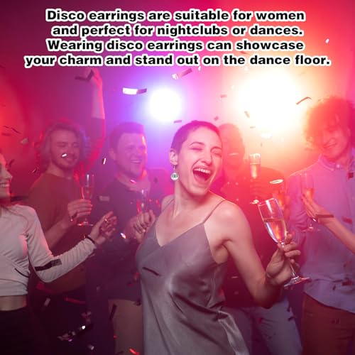 Mirrorball Earrings - Women's 70s Disco Ball Dangle Earrings for Dance Party Costume Accessories3