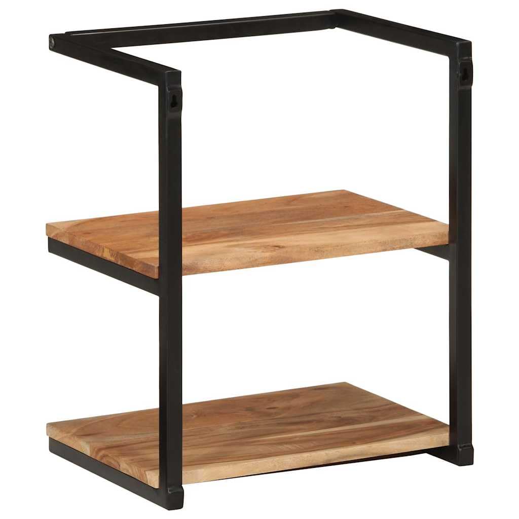 Estantería de pared de madera maciza de acacia y hierro, 40 x 30 x 50 cm, con espacio de almacenamiento y estante para muebles de baño, mueble de baño, armario para lavabo, armario con espejo